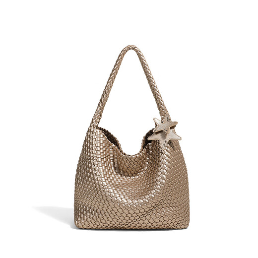 
viney braided bag women's bag large capacity tote bag shoulder bag birthday gift for girlfriend wife [champagne color] high-end practical underarm bag fashion brand commuting versatile casual handbag