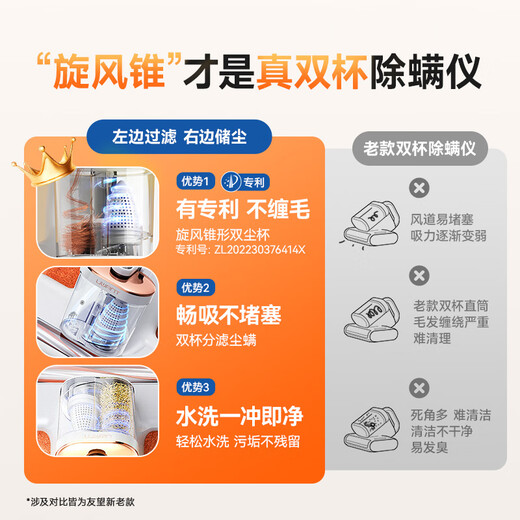 UWANT Dabai Ultra Mite Remover Hot Selling TOP1 High Power Pet Hair Removal High Temperature Sterilization Double Cup Mite Removal Bed Vacuum Cleaner Mite Removal All-in-One Machine Tool Treasure New Year Gift