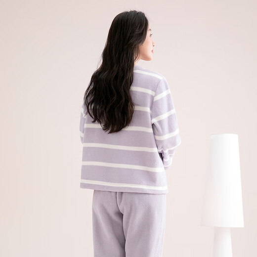 Fenton Pajamas Women's Anti-static Double-sided Velvet 2025 New Thick Warm Pajamas Women's Striped Loose Home Clothes