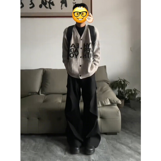 Katuchi cleanfit pleated work pants men's autumn American fashion brand slightly flared wide-leg casual pants drape scimitar trousers black XL