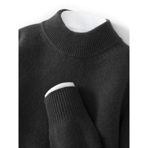 
New autumn and winter thickened half-turtleneck cashmere sweater for men business casual warm sweater knitted sweater medium gray L