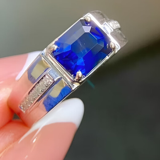 HEEKAIYI sapphire ring for men, royal blue, 18k gold diamond ring, Chinese Valentine's Day birthday gift for husband and boyfriend, no burning selection, 2.68 carats/royal blue