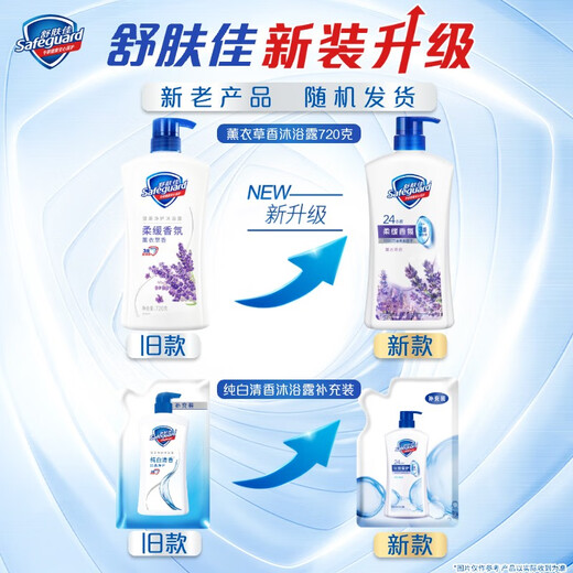 Safeguard Healthy Purifying Shower Gel Lavender Scent 720g Shower Lotion for Men and Women New and Old Packaging Random