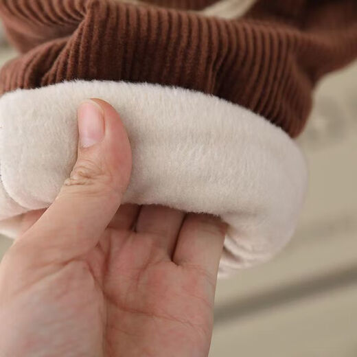 G.DUCKKIDS baby overalls winter 2025 autumn and winter models for boys and girls corduroy overalls baby fashionable jumpsuits trendy beige (plus thin velvet) 90 Recommended height is about 80 cm (can be opened)