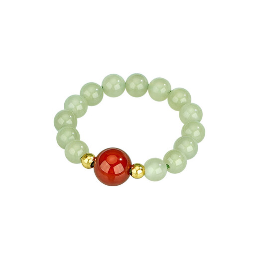 Laomiao silver ring S925 Hotan jade bead and agate ring S925 Hotan jade bead and agate ring No Specifications