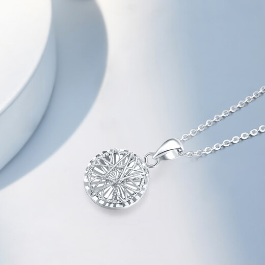 Mengjinyuan Platinum Pendant Brushed Wire Winding Sparkling Round Pendant Chasing PT950 Platinum Simple Birthday Gift for Girlfriend Weight Approximately 2.40g