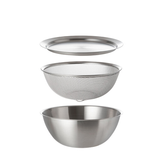 Shuangshan matryoshka doll basin enlarged 304 stainless steel kitchen preparation set washing vegetables, rice washing and draining basin 24cm cooking basin *Recommended by the store manager 4-piece enlarged kitchen cooking set