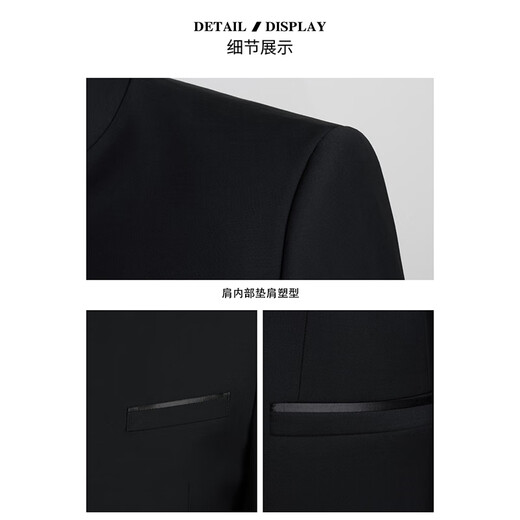 TPZBWG high-end brand Chinese tunic suit men's 2025 new Chinese stand-up collar suit Chinese Tang suit two-piece set Navy blue hidden placket 175C