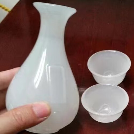 Suzhou suet jade ceramic wine cup household set wine dispenser wine pot palace jade wine cup Chinese small wine set white jade 1 white jade single lotus wine dispenser plus 6 cups 7 pieces