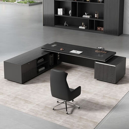 Boss desk office desk and chair combination supervisor desk executive desk new Chinese style office furniture simple manager desk president desk including installation 1.8 meters thickened table + single side cabinet