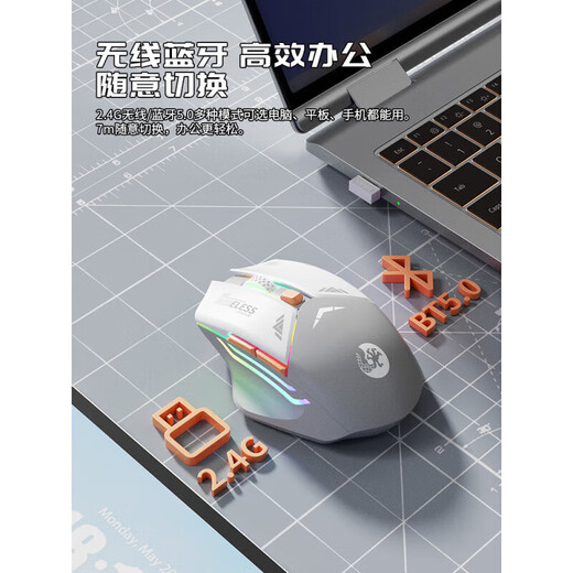 Razer applicable mecha mouse wireless bluetooth silent mechanical e-sports game rechargeable desktop laptop ergonomic for girls and boys universal dual-mode long-lasting battery life space gray 2.4G wireless single-mode charging version