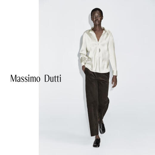 Massimo Dutti Autumn and Winter New Product 2025 Women's French Elegant Quiet Luxury Style High-Quality Bat Sleeve Satin Shirt 05152952 Silver XS (165/84A)