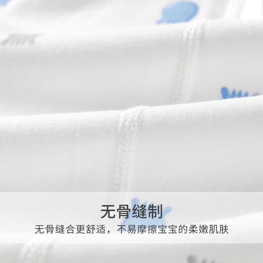 舒贝怡2件装婴儿衣服秋冬男女宝宝连体衣6-12个月婴幼儿长袖哈衣外出服 小章鱼+满印蓝 80cm