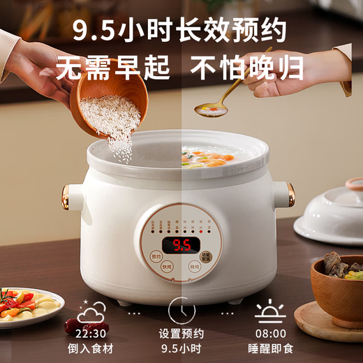 SUBOAER Subo electric stew pot 6 liters large capacity intelligent health pot soup pot electric stew pot porridge pot fully automatic purple clay pot food supplement pot 2.8L purple clay liner suitable for 2-3 people