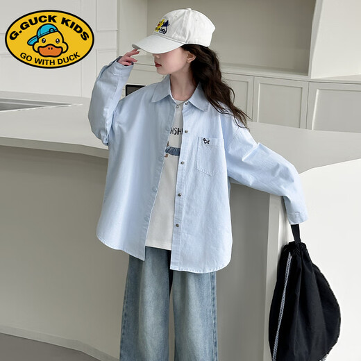 G.DUCKKIDS little yellow duck girls' shirt 2025 new pure cotton long-sleeved children's sun protection clothing big children's summer thin coat spring clothing lining beige free shipping insurance 150 cm