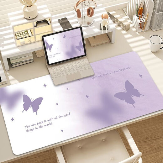 Ye yu lila Schmetterlingsblume Maus-Maus-Pad Super großes hochwertiges Mädchen Wache Computer Büro Schreibmatte Tischpolster RK-3892 丨 Lila verdickte Schließkante 80 cm * 30 cm 4mm