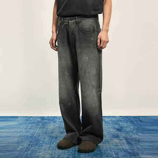 Sketch men's clothing 2025 autumn new product jeans loose trousers straight trousers 9P8E12140 960 denim medium gray L