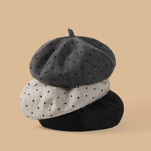 Hat beret for women with large head circumference, fashionable and western-style painter's hat, clouds, retro face, small and versatile, Korean style octagonal hat, gray, high-looking, cute, hearty, fashionable, Korean style, British style pumpkin hat, one size fits all (recommended head circumference 54-58cm)