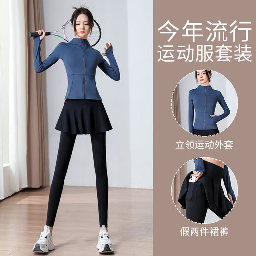 VANCROUG Badminton Suit Women's 2025 New Pilates Yoga Wear Fitness Two-piece Set Black + Black M