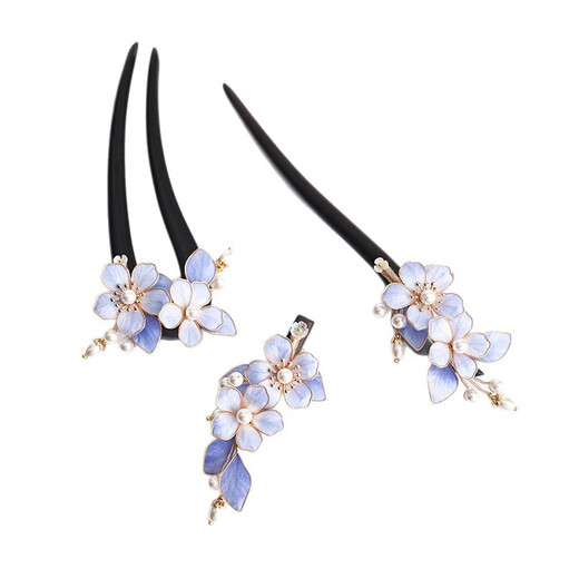 Meng Junchen Intangible Cultural Heritage Silk Velvet Flower Sandalwood Hairpin Hairpin Hanfu with Hairpin Jewelry Cheongsam Hairpin Birthday Gift Sandalwood Single Hairpin Velvet Flower Fenghua