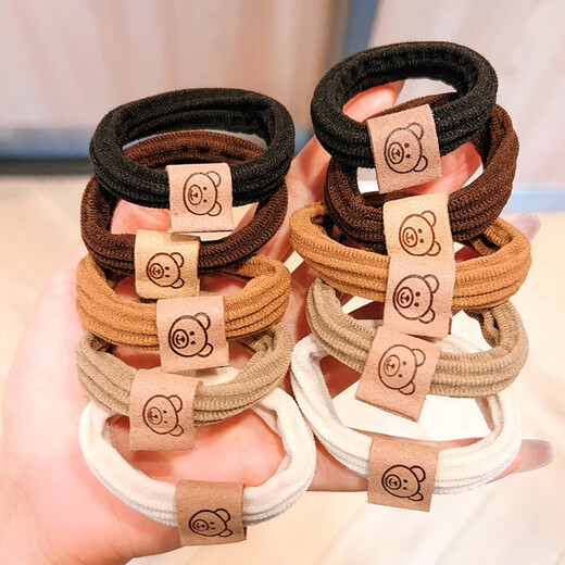Internet celebrity bear hair tie does not hurt your hair, simple high-elastic rubber band, thickened thick hair tie, high ponytail headdress, bear hair tie, 10 mixed colors