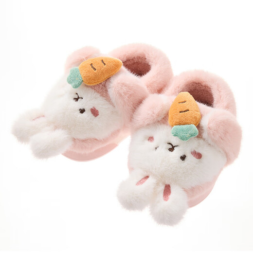 Aya Tingying's new children's cotton slippers winter cartoon plush rabbit girls' heels 632-633-rabbit carrot 14-15 size shoe inner length 14.5cm sole 22-23