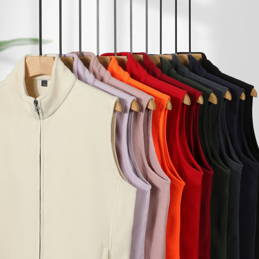 Double-sided polar fleece vest for men, thickened autumn and winter stand-up collar sleeveless vest jacket, warm inner layer, 838 Hermès Orange 3XL