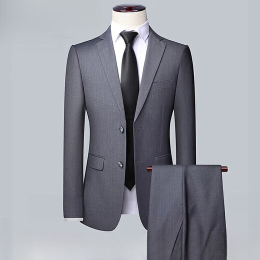 SUSTYLE luxury high-end brand men's suit suit men's business commuting professional formal wedding banquet dress navy two-piece suit (suit + trousers) 4XL (190)