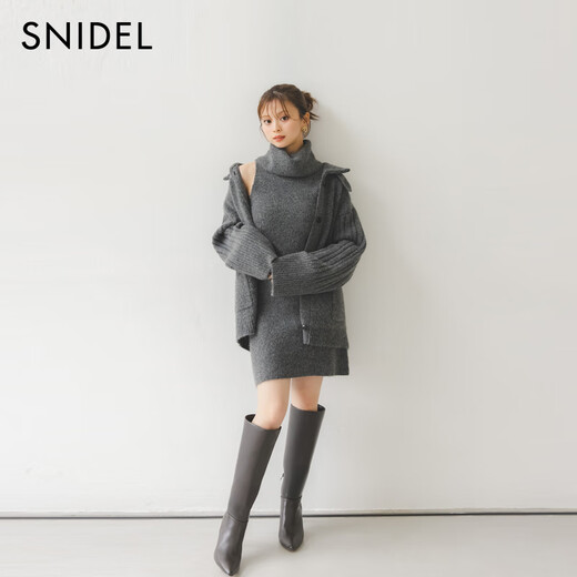 SNIDEL2025 new autumn and winter simple and versatile solid color turtleneck sleeveless knitted dress SWNO254190 off-white one size (F)