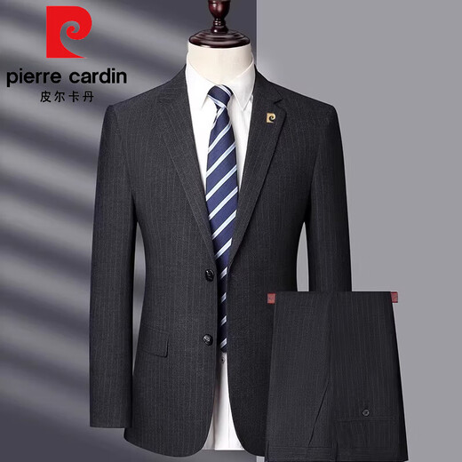 Pierre Cardin suit suit men's high-end fashion brand formal wear business casual slim suit jacket men's straight trousers two-piece set 1578 black pattern 3XL 190 It is recommended that 180Jin Jin is equal to 0.5kg -195Jin Jin is equal to 0.5kg