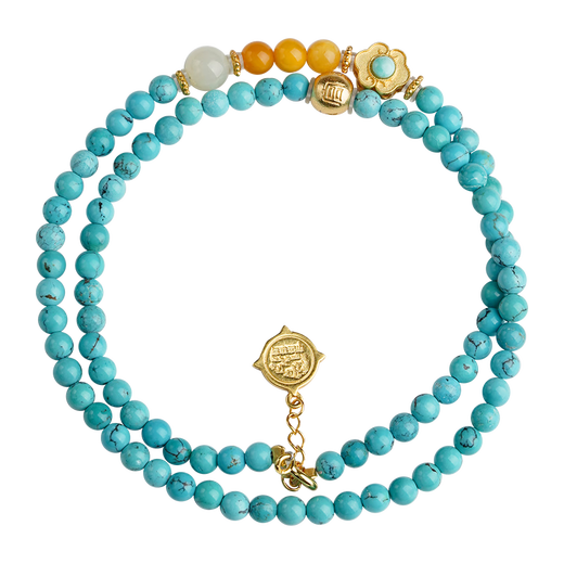 Potala Palace turquoise beeswax multi-circle bracelet 925 silver Hetian jade birth year bracelet for men and women as birthday gifts for girlfriends