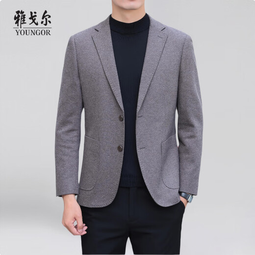 CEO Yageol Herren Wollanzug Jacke Herbst neue Business-Anzug-Jacke von mittleren Altersanzug Vater Xi Mi Gray-935 L 175/48 [125-140jin [Jin entspricht 0,5 kg]]