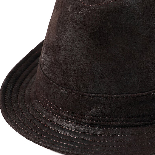 Woodpecker (TUCANO) brand suede sheepskin autumn and winter hat men's British retro style gentleman top hat middle-aged and elderly jazz hat dark brown - suede sheepskin small size L 55-56cm