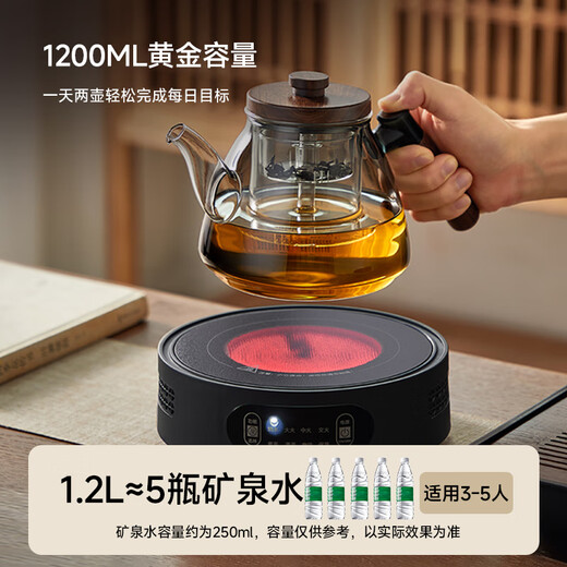 Yipot tea brewing teapot tea brewing appliance tea brewing stove with tea tray teapot health tea making household electric ceramic stove complete tea set set ash 10-piece set 1500 watt tea brewing set