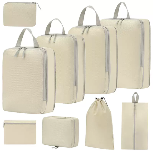 Yusenyi travel storage bag suitcase storage bag business trip essential clothing underwear compression packaging organizer travel beige compression four-piece set