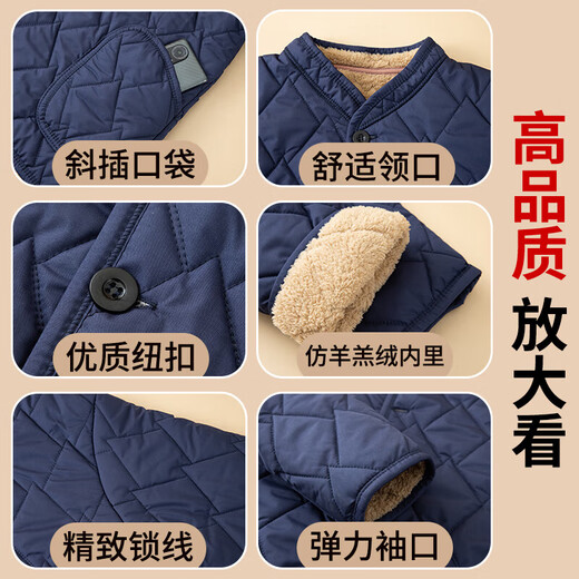 Thickened velvet men's cotton-padded jackets for middle-aged and elderly people in winter, dad's dirty-resistant outdoor jackets with inner liner, warm cotton-padded jackets, gray 2XL recommended 120-140Jin Jin equals 0.5kg