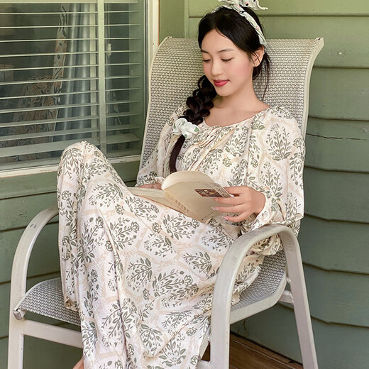 2025 autumn long-sleeved nightgown for women sweet loose princess style pajamas for women long pull-ups can be worn outside home clothes A13064: Mixing Fanhua bra nightgown XL (165-170cm, 120-140Jin[Jin equals 0.5 kg])