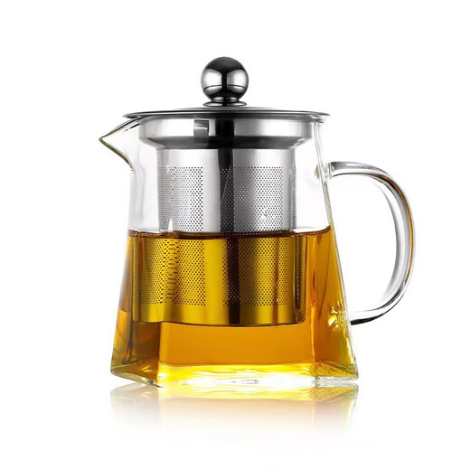 He Jiagong high borosilicate glass Tianyuan place pot stainless steel filter liner scented tea teapot high temperature resistant Pu'er teapot Tianyuan place pot 550ml