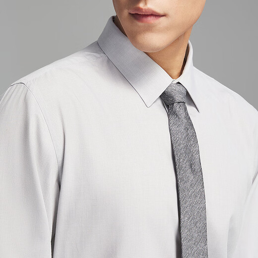 Youngor 2025 new shirt men's wool blended soft, skin-friendly, wrinkle-resistant, warm and comfortable, gray small plaid 42