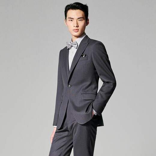 Angel Bird Suit Men's Autumn Men's Business Formal Suit Wedding Style Notched Suit Pants Suit Slim Gray Blue Purple Small Texture Hidden Vertical Strips 50 A (180/100) / Please note waist or trousers