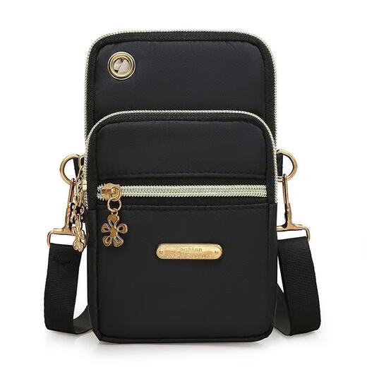 Deer Color Large Oxford Cloth Shoulder Diagonal Mobile Phone Bag Three-layer Zipper Halter Neck Arm Bag Women's Vertical Printed Mobile Phone Bag Y Waist Bag-1801 Purple