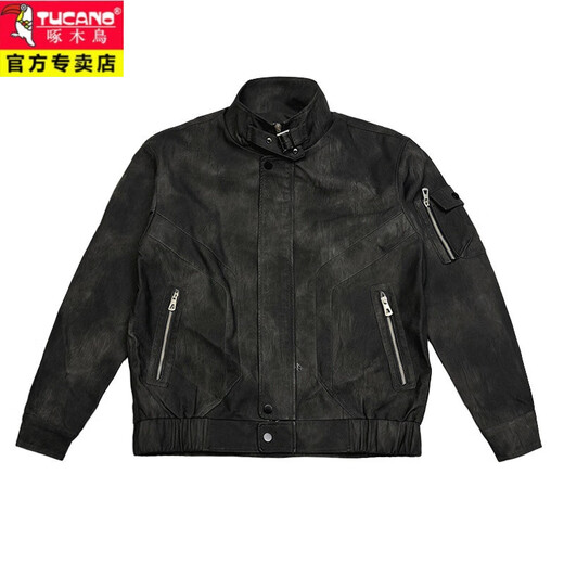 啄木鸟（TUCANO）皮衣外套男秋冬款加厚痞帅美式复古短款皮褂子飞行员机车服夹克衫 咖色 A343-JK180收藏加购优先发 M