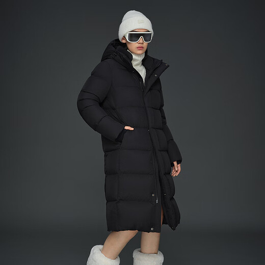 Gao Fan and Yu Wenwen's same style black gold goose down jacket with function 5.0 eight grid new men's and women's same style long down jacket black S