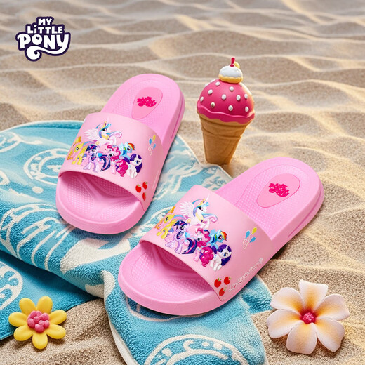 MY LITTLE PONY Children's Slippers Girls' Summer Model Medium and Large Children's Soft Sole Non-Slip Baby Slippers Pink 170 Size