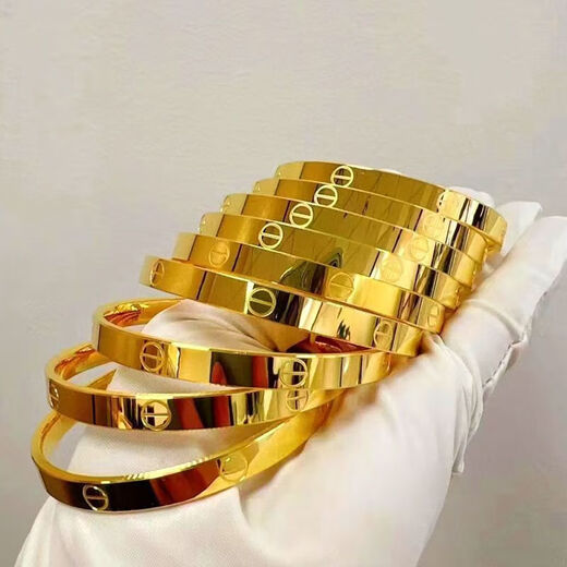 Zhou Ke Old Phoenix Gold Store Yellow I Glossy Bracelet Women's 999 Pure Gold Pure Silver Solid Pure Gold Silver-wrapped Bracelet Free