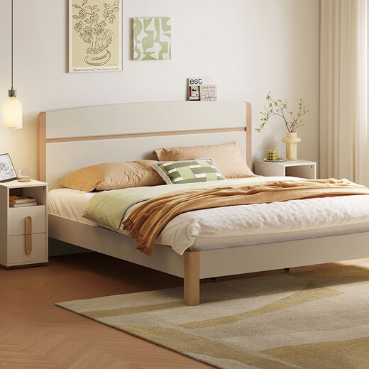 Lin's Home Bedroom Bed 1.5*2.0 Single Bed Modern Simple Small Apartment Full Side Bed Square Man Series RG2A