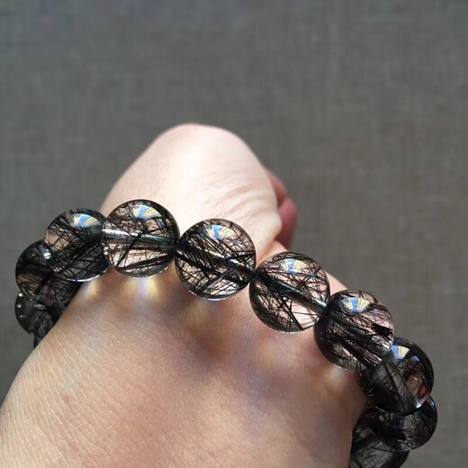 Una cosa, una imagen, brazalete brasileño de cristal negro para el cabello negro, hombres y mujeres de cristal de cristal negro, cristal de cristal de titanio fino y liso de titanio.