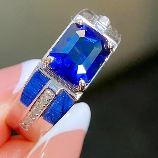 HEEKAIYI sapphire ring for men, royal blue, 18k gold diamond ring, Chinese Valentine's Day birthday gift for husband and boyfriend, no burning selection, 2.68 carats/royal blue