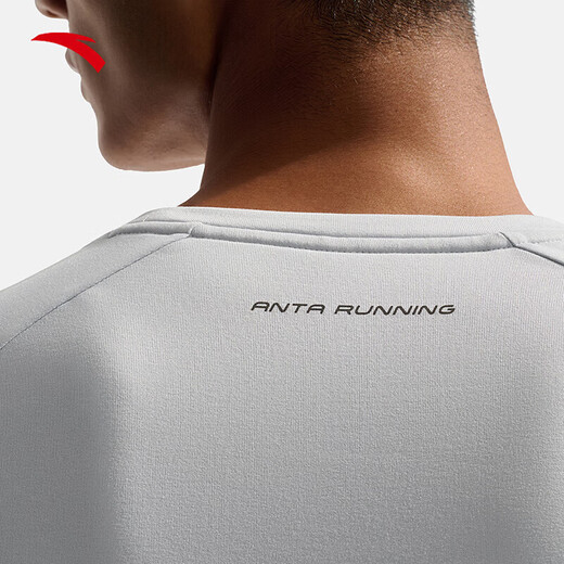 ANTA Quick-drying Sports Long T Men's 2025 Autumn New Sweat-Absorbent Sports Bottoming Shirt Cycling Suit Training Suit Long Sleeve Frost Tower Gray-1 L (Male 175)