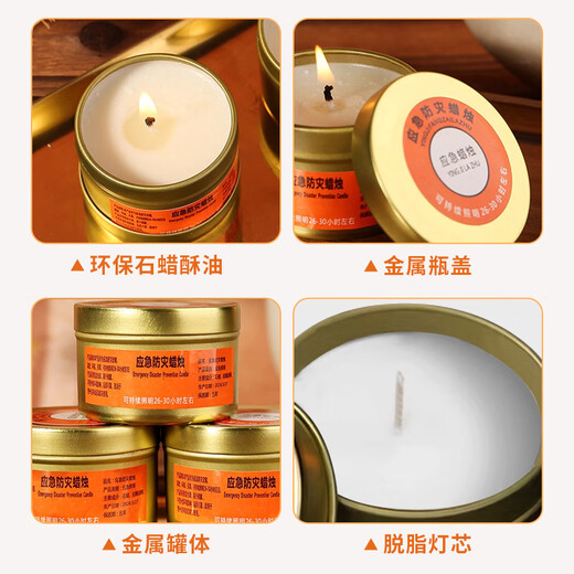 Lesanhao Candle Emergency Disaster Prevention Power Outage Lighting Candle Light Waterproof Windproof Smokeless Candle Warming Easy Storage Metal Iron Box 80g 2 Pack